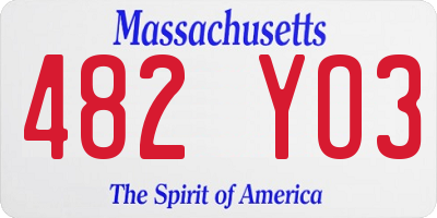 MA license plate 482YO3