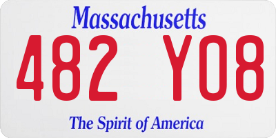 MA license plate 482YO8