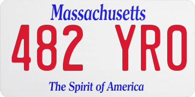 MA license plate 482YR0