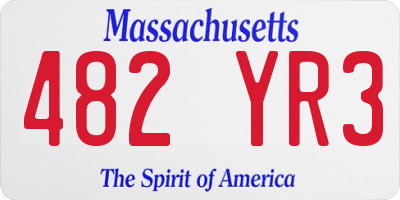 MA license plate 482YR3