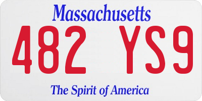 MA license plate 482YS9