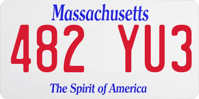 MA license plate 482YU3