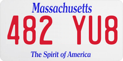 MA license plate 482YU8