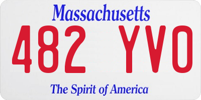 MA license plate 482YV0