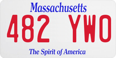 MA license plate 482YW0