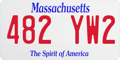 MA license plate 482YW2