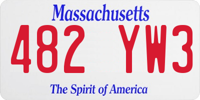 MA license plate 482YW3