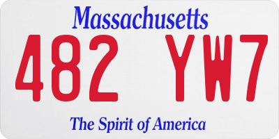 MA license plate 482YW7