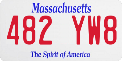 MA license plate 482YW8