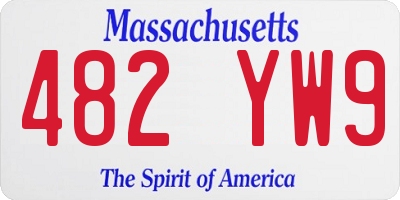 MA license plate 482YW9