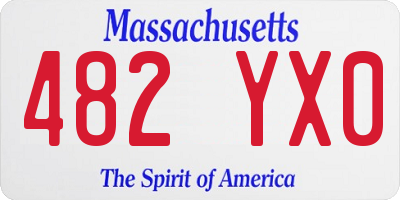MA license plate 482YX0