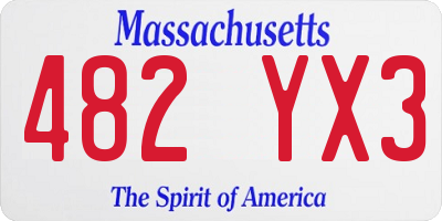 MA license plate 482YX3