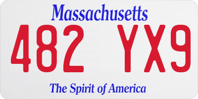 MA license plate 482YX9