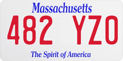 MA license plate 482YZ0