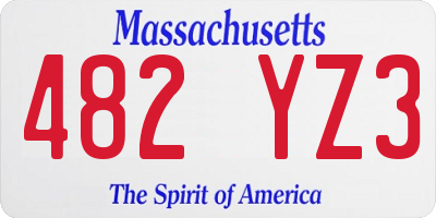 MA license plate 482YZ3