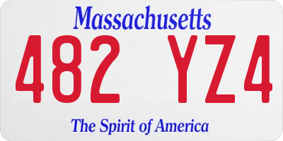 MA license plate 482YZ4