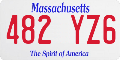 MA license plate 482YZ6