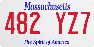 MA license plate 482YZ7