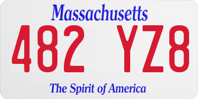 MA license plate 482YZ8