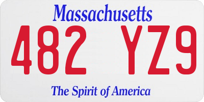 MA license plate 482YZ9