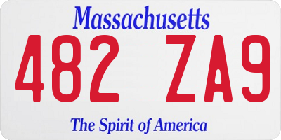 MA license plate 482ZA9