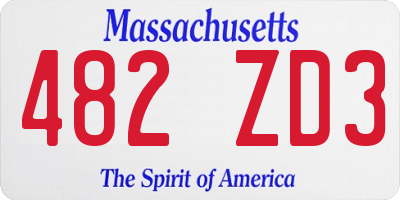 MA license plate 482ZD3