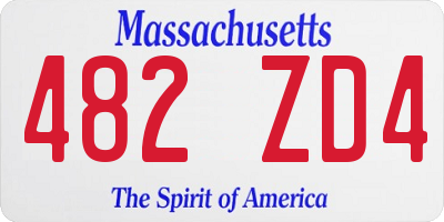 MA license plate 482ZD4
