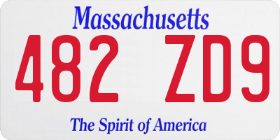 MA license plate 482ZD9