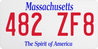 MA license plate 482ZF8