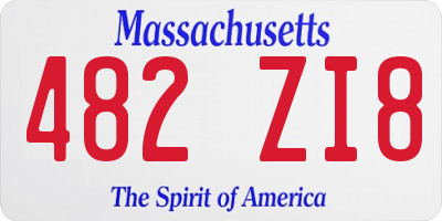 MA license plate 482ZI8