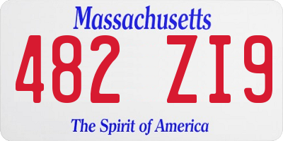 MA license plate 482ZI9