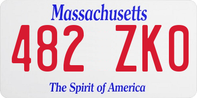 MA license plate 482ZK0