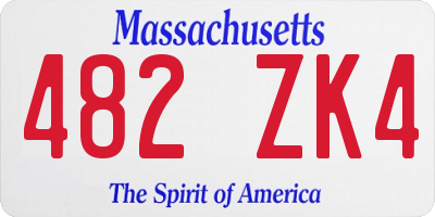 MA license plate 482ZK4