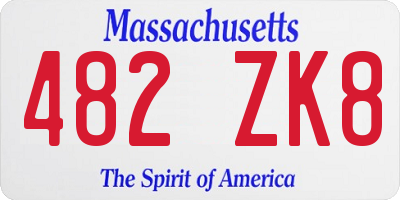 MA license plate 482ZK8
