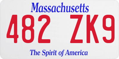 MA license plate 482ZK9