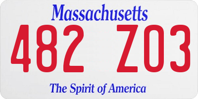 MA license plate 482ZO3