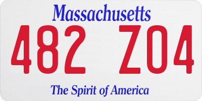 MA license plate 482ZO4