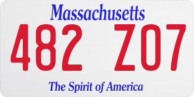 MA license plate 482ZO7