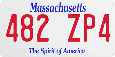 MA license plate 482ZP4