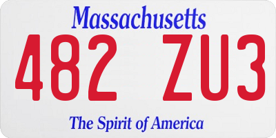 MA license plate 482ZU3