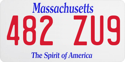 MA license plate 482ZU9