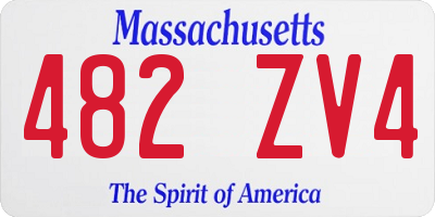 MA license plate 482ZV4