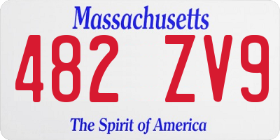 MA license plate 482ZV9