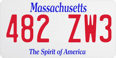 MA license plate 482ZW3