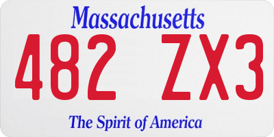 MA license plate 482ZX3