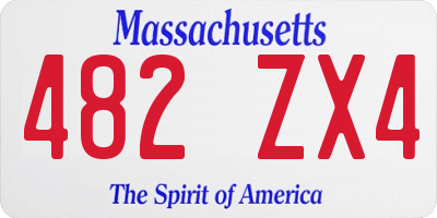 MA license plate 482ZX4