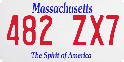 MA license plate 482ZX7