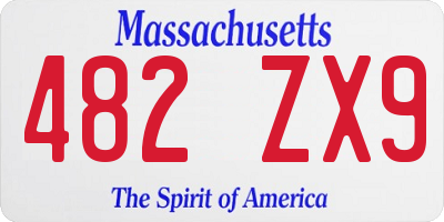 MA license plate 482ZX9