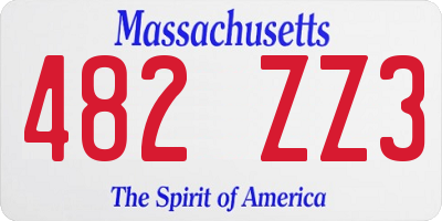 MA license plate 482ZZ3