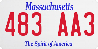 MA license plate 483AA3
